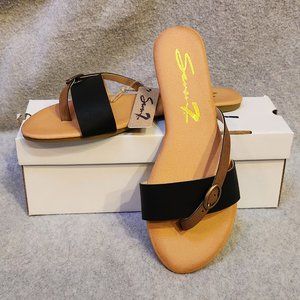 SEVEN7 KOOPIE Black Brown Buckle Slide Sandals - NEW NIB